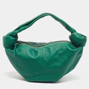 Pre Owned Bottega Veneta Green Leather Double Knot Bag