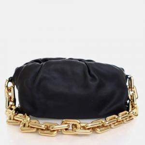 Pre Owned Bottega Veneta The Chain Pouch Black Calfskin Shoulder Bag