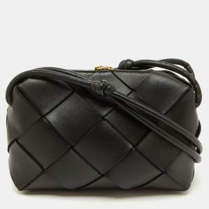 Pre Owned Bottega Veneta Black Leather Small Cassette Camera Bag