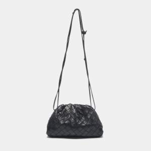 Bottega Veneta Black Intrecciato Leather Mini The Pouch Clutch 
