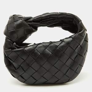 Pre Owned Bottega Veneta Black Intrecciato Leather Micro Candy Jodie Bag