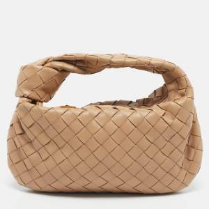 Bottega Veneta Beige Intrecciato Leather Mini Jodie Hobo