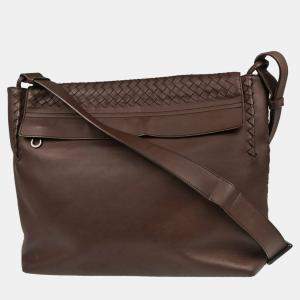 Pre Owned Bottega Veneta Brown Intrecciato Crossbody Shoulder Bag