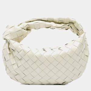Pre Owned Bottega Veneta White Mini Patent Intrecciato Jodie