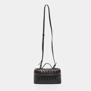 Pre Owned Bottega Veneta Dark Brown Intrecciato Leather Bang Bang Vanity Bag