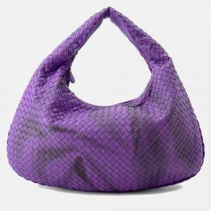 Pre Owned Bottega Veneta Intrecciato Purple Leather  Hobo Bag