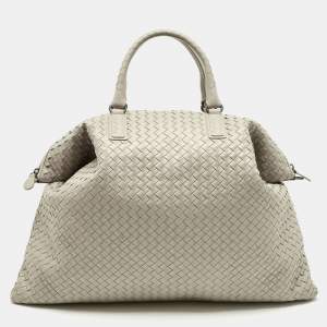 Pre Owned Bottega Veneta Beige Intrecciato Leather Maxi Convertible Tote