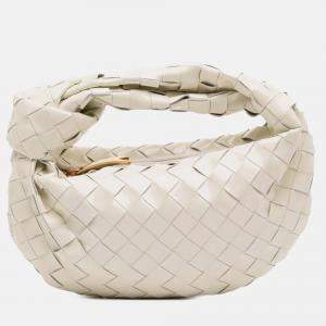 Pre Owned Bottega Veneta White Mini Patent Intrecciato Jodie