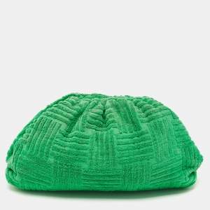 Pre Owned Bottega Veneta Green Terrycloth Fabric Teen The Pouch Clutch