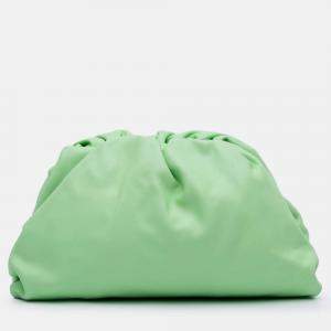 Pre Owned Bottega Veneta Green Teen Lambskin Pouch