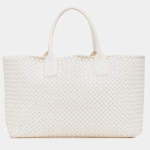 Pre Owned Bottega Veneta Medium Lambskin Intreccio Cabat Tote