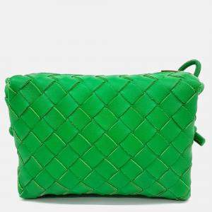 Pre Owned Bottega Veneta Green Leather Mini Loop Camera Bag