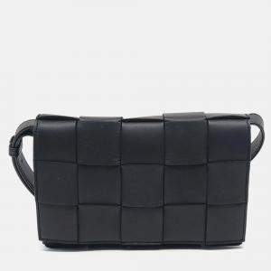 Pre Owned Bottega Veneta Black Leather Bottega Veneta Cassette Bag