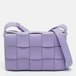 Pre Owned Bottega Veneta Lilac Intrecciato Leather Cassette Shoulder Bag