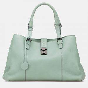 Pre Owned Bottega Veneta Green Medium Cervo Roma Tote
