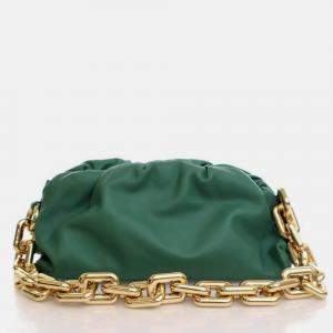 Pre Owned Bottega Veneta Green Calfskin The Chain Pouch