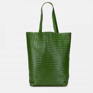 Pre Owned Bottega Veneta Green Nappa Intrecciato Tote