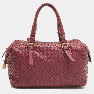 Pre Owned Bottega Veneta Red Intrecciato Leather Montaigne Bag