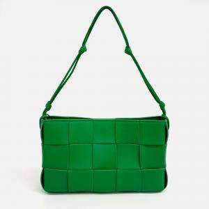 Pre Owned Bottega Veneta Green Leather Cassette Shoulder Bag