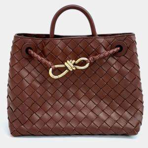 Pre Owned Bottega Veneta Brown Leather Andiamo Small