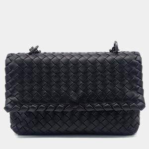 Pre Owned Bottega Veneta Black Leather Mesh Olympia Bag