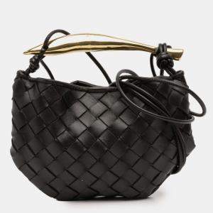 Pre Owned Bottega Veneta Black Baby Lambskin Intrecciato Sardine