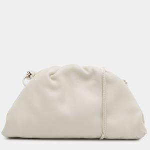 Pre Owned Bottega Veneta White Lambskin The Mini Pouch Crossbody