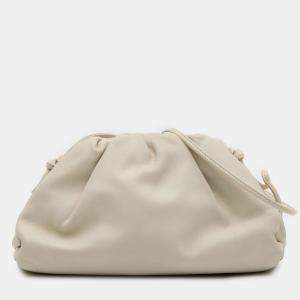 Pre Owned Bottega Veneta White Lambskin The Mini Pouch Crossbody