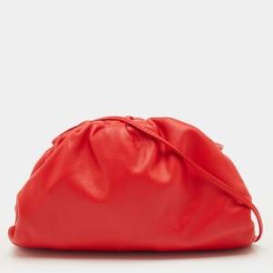 Pre Owned Bottega Veneta Red Leather Mini The Pouch Bag