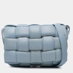 Pre Owned Bottega Veneta Blue Nappa Intrecciato Padded Cassette Crossbody