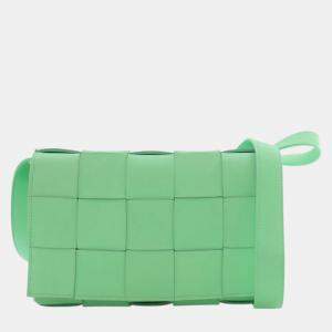 Pre Owned Bottega Veneta Green Nappa Intrecciato Cassette Crossbody