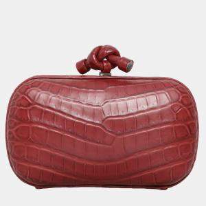 Pre Owned Bottega Veneta Crocodile Knot Clutch Bag