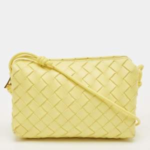 Pre Owned Bottega Veneta Yellow Intrecciato Leather Small Loop Camera Bag