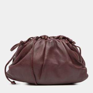 Pre Owned Bottega Veneta Burgundy Lambskin The Mini Pouch Crossbody
