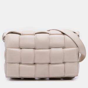 Pre Owned Bottega Veneta White Nappa Intrecciato Padded Cassette Crossbody