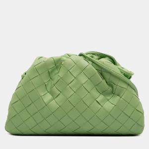 Pre Owned Bottega Veneta Green Nappa Intrecciato The Mini Pouch Crossbody