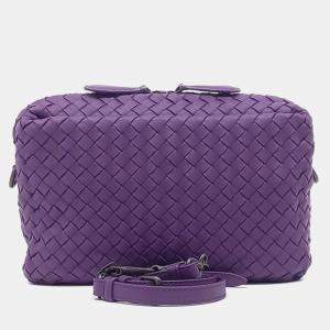 Pre Owned Bottega Veneta Purple Leather mesh crossbody bag