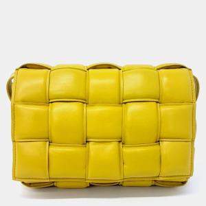 Pre Owned Bottega Veneta Yellow Leather padded cassette bag