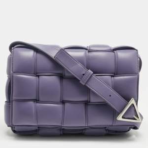 Pre Owned Bottega Veneta Lilac Leather Cassette Padded Shoulder Bag