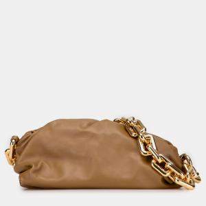 Pre Owned Bottega Veneta Brown Lambskin Chain Pouch