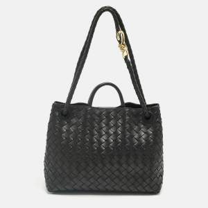 Pre Owned Bottega Veneta Black Intrecciato Leather Medium Andiamo Bag