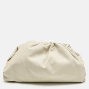 Pre Owned Bottega Veneta Ivory Leather Classic The Pouch Clutch