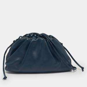 Pre Owned Bottega Veneta Blue Leather Mini The Pouch Bag