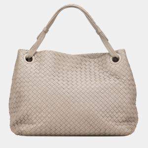 Pre Owned Bottega Veneta Beige Brown Medium Nappa Intrecciato Garda Tote