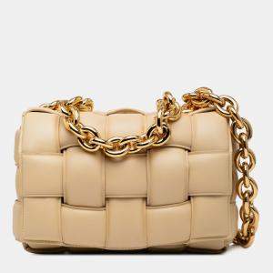 Pre Owned Bottega Veneta Brown Nappa Intrecciato Padded Chain Cassette Satchel