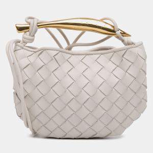 Pre Owned Bottega Veneta White Baby Lambskin Intrecciato Sardine