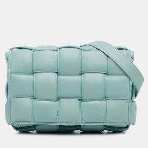 Pre Owned Bottega Veneta Blue Nappa Intrecciato Padded Cassette Crossbody