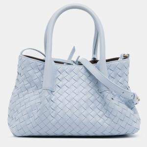Pre Owned Bottega Veneta Blue Small Calfskin Intrecciato Pinacoteca Tote