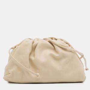 Pre Owned Bottega Veneta Beige Lambskin The Mini Pouch Crossbody