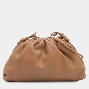 Pre Owned Bottega Veneta Brown Lambskin The Mini Pouch Crossbody